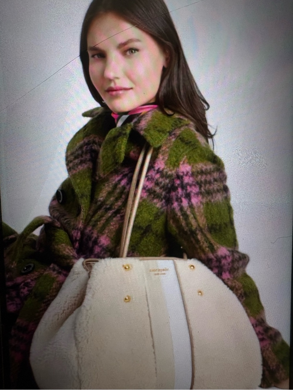 🤍🤍KATE SPADE EVERYTHING RACING STRIPE SHEARLING CREAM/MULTI TOTE BAG!🤍🤍 - Picture 2 of 12